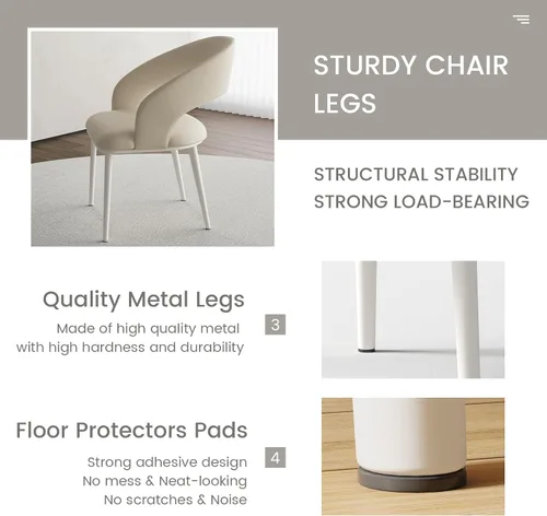 Miniatura 4 de Juego de 2 sillas de sofá, sillas de escritorio modernas, sillas de comedor de cocina con patas de metal para oficina en casa, dormitorio y sala