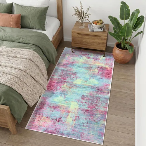 Miniatura 1166 de IOHOUZE Alfombra abstracta lavable de 3 x 12 pies para pasillos, antideslizante para cocina, camino de entrada de lana sintética para interiores