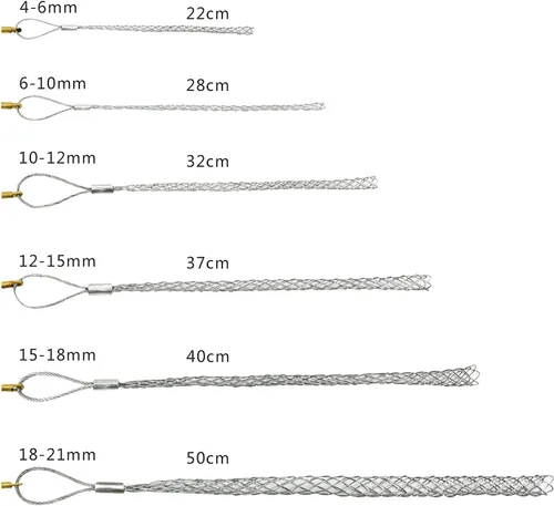 Miniatura 3 de Calcetín de agarre de cable con tuerca de 0.197 in flexible de malla de ojo, kit de calcetines de cable de acero galvanizado antideslizante, cable