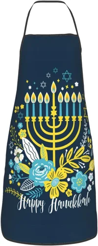 Miniatura 19 de Delantal de Hanukkah feliz ajustable para cocinar, babero de cocina para cocinar