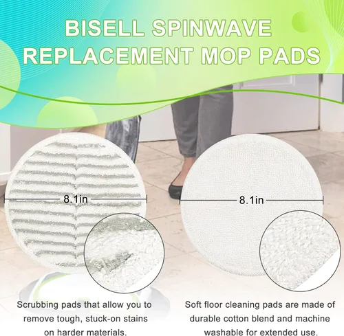 Miniatura 2 de Juego de almohadillas de repuesto 2124 para trapeador Spinwave de Bissell, 2 almohadillas de fregado y 4 almohadillas suaves compatibles con Bisell