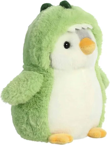 Miniatura 2 de Aurora® Pingüino de pompón juguetón™ Dino de peluche - Compañeros vibrantes para abrazos cálidos - Perfecto para adultos, niños y cumpleaños - Verde