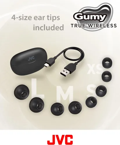 Miniatura 7 de JVC Gumy - Auriculares inalámbricos verdaderos, Bluetooth 5.3, funda de carga, reproducción de 24 horas, IPX4 resistente al agua, cómodo ajuste