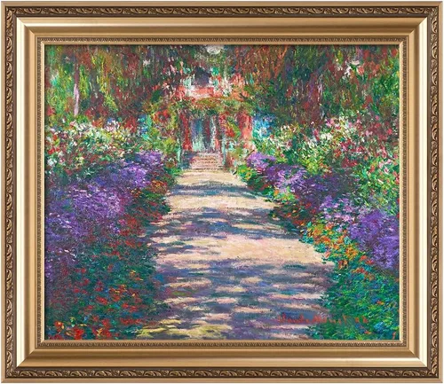 Miniatura 100 de IPIC - Reproducción artística de los lirios de agua de Claude Monet 1906, impresiones giclée coinciden con el marco dorado clásico, arte de pared