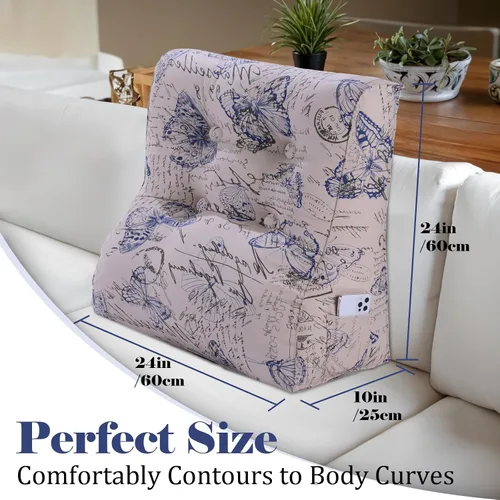 Miniatura 2 de WOWMAX Almohada de lectura curva para adulto, almohada de espalda elevada para sentarse en la cama, almohada de apoyo de espalda para sofá, almohada