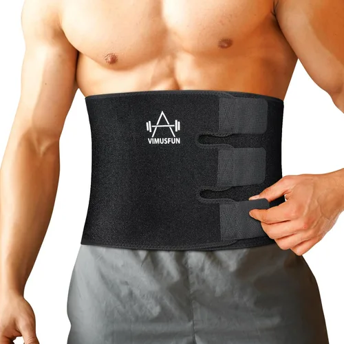 VIMUSFUN Waist Trimmer Belt Men Sweat Band Stomach Wrap, Waist Trainer for Women Workout Negro