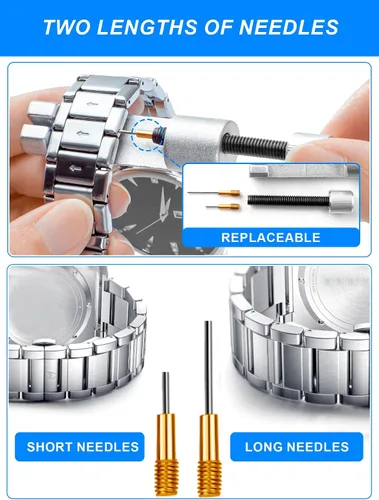 Miniatura 8 de JOREST Kit de herramientas de reparación de reloj para reemplazo de batería, ajuste de tamaño de correa, removedor de pasadores de eslabones