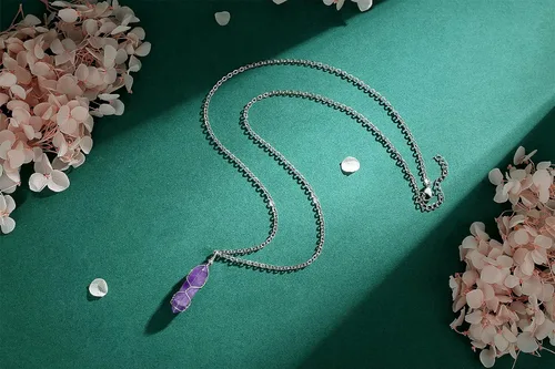 Miniatura 3 de MAIBAOTA Healing Crystal Stone Necklace Life of Wire Wrapped Teardrop Crystals Pendant Necklaces Natural Reiki Quartz Gemstone Jewelry for Women