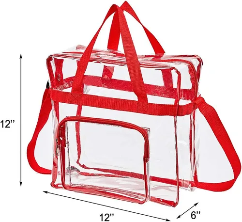 Miniatura 4 de Clearworld Bolsa transparente aprobada para estadios, transparente de 12 x 12 x 6 pulgadas, con bolsa frontal para accesorios para viajes, gimnasio