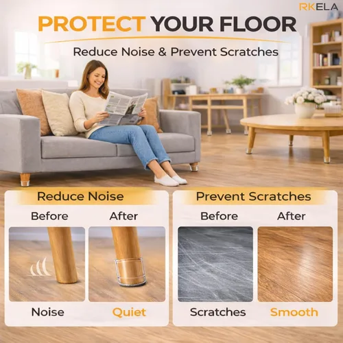 Miniatura 3 de Paquete de 48 protectores de suelo para patas de silla, protectores de pies de silla para suelos de madera dura, fundas de silicona para patas