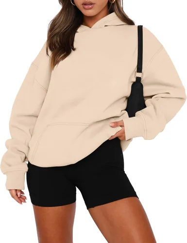 Miniatura 93 de onlypuff Sudadera casual con capucha para mujer, de manga larga, con bolsillo de canguro, hombro caído