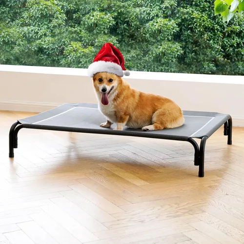 Miniatura 12 de Cama Elevada para Perros Catre Elevado para Perros al Aire Libre para Perros Medianos, la Instalación No Requiere Herramientas, Marco con Malla