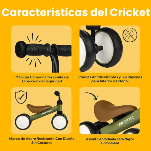 Miniatura 2 de Retrospec Cricket - Bicicleta de equilibrio para bebés con 4 ruedas para edades de 12 a 24 meses - Juguetes para bebés y niños pequeños de 1 año