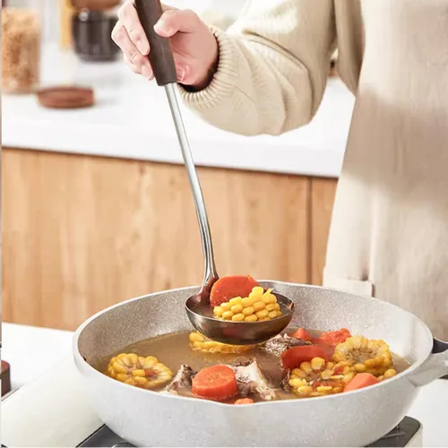 Miniatura 9 de FJNATINH Utensilios de cocina - Espátula, cucharón, cuchara espumadora, espátula ranurada - Juego de 4 utensilios de wok de acero inoxidable