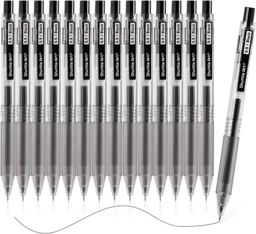 Shuttle Art Ink Glide Series - Paquete de 15 bolígrafos de tinta de gel de punta fina retráctiles de 0.020 in, secado rápido, impermeables,