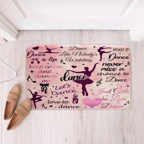 Alfombras de baño de bailarina para niños, diseño de estrellas y corazones con notas musicales, decoración de habitación de niñas y mujeres, con