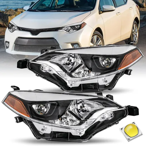 Miniatura 16 de JSBOYAT Conjunto de faros delanteros para 2014 2015 2016 Toyota Corolla Sedán 4 puertas, lámparas LED para conductor y pasajero con bombillas