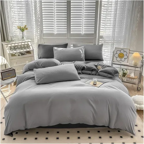 Miniatura 8 de Cama, Queen/L Negro Color Sólido Algodón Funda Nórdica Funda Nórdica