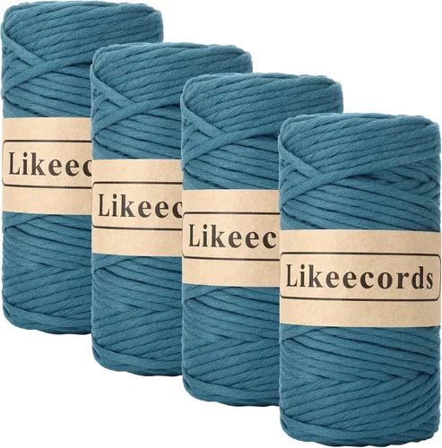 Miniatura 12 de Likeecords - Cuerda de macramé de 4 mm de un solo hilo, 80 m de cuerda de macramé colorida, cuerda de algodón para macramé, cuerda de algodón