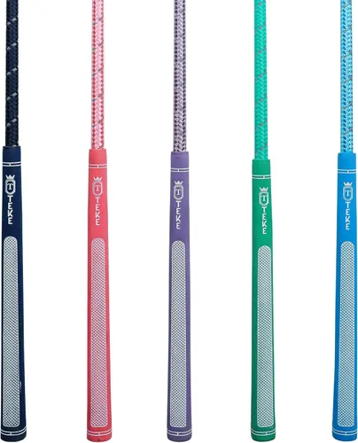 Miniatura 2 de T TEKE 26" TWINKLE Ecuestre Whips, Cultivo de equitación con mango de golf, eje reflejo y slapper de cuero genuino de cola de pez