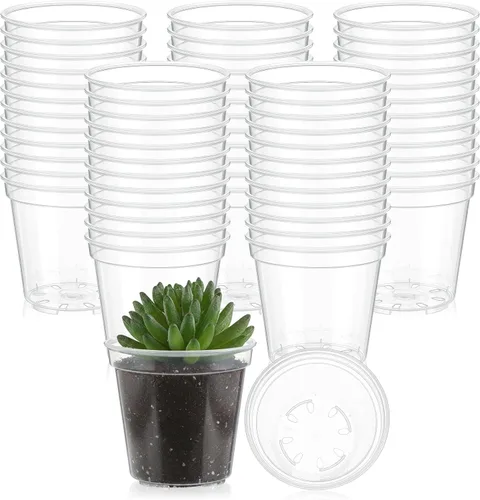 Miniatura 7 de Yaomiao 200 Piezas Macetas de Plástico Negras Mini de 2 Pulgadas para Plantas de Vivero, Macetas de Semillero Iniciador de Semillas con Agujeros