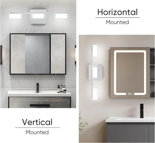 Miniatura 7 de Moderna lámpara LED de baño sobre el espejo, 3 luces regulables de tocador, lámpara de tocador de baño de acrílico cromado, ajustable de 2700 K-6500