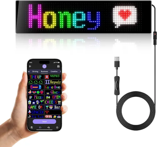 Miniatura 10 de Letreros LED para Coche, Control Programable por Aplicación Bluetooth, Editor de Texto DIY, Patrones, Animaciones para Coche, Sala