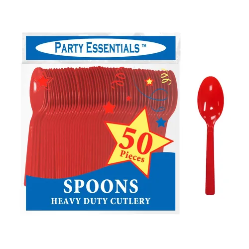 Miniatura 2 de Party Essentials N24509RD Cucharas de plástico duro de peso medio, color rojo (1,200 unidades)