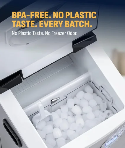 Miniatura 5 de NewAir Máquina de hielo de encimera de 50 lb. Máquina de hielo portátil tipo bala 12 cubos en 7 minutos, 3 tamaños de hielo Acero inoxidable