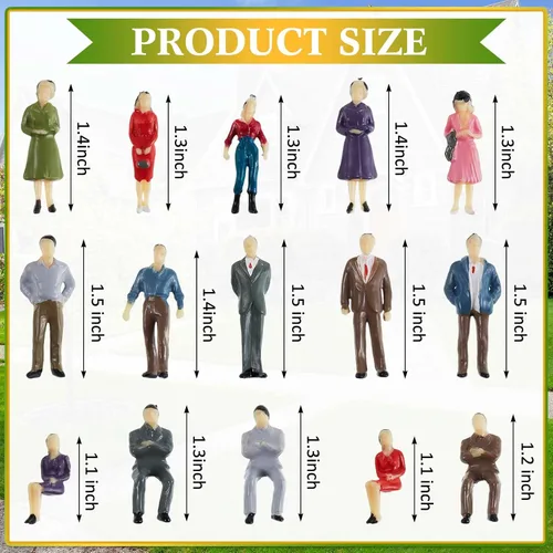 Miniatura 2 de Juexica 30 Piezas Figuras de Mini Personas 1:50 Escala Modelo de Trenes Arquitectónico Figuras de Personas Pintadas Figuras de Miniatura de Plástico