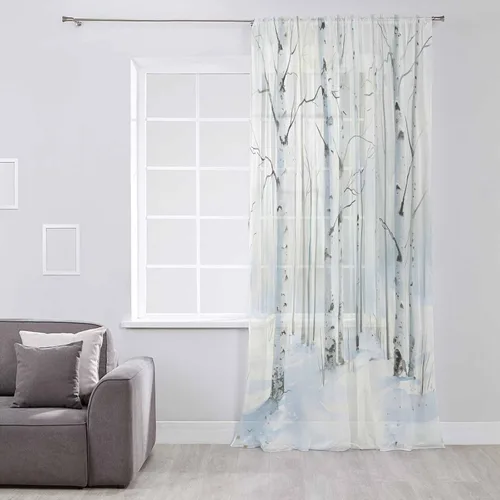 Miniatura 3 de Cortinas semitransparentes de abedul blanco para sala de estar, dormitorio, puertas francesas, ventana de 63 pulgadas de largo, acuarela, invierno