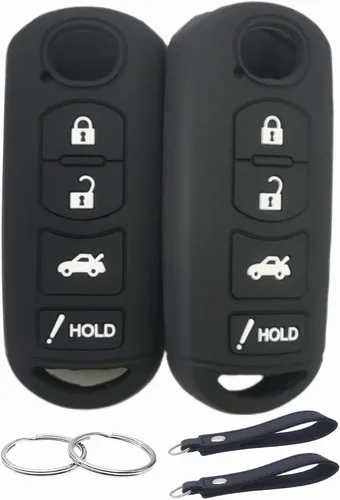 REPROTECTING Funda de goma de silicona para llavero compatible con Mazda 3 6 CX-5 CX-7 CX-9 MX-5 Miata Toyota Yaris iA Scion iA 2009-2019 (negro