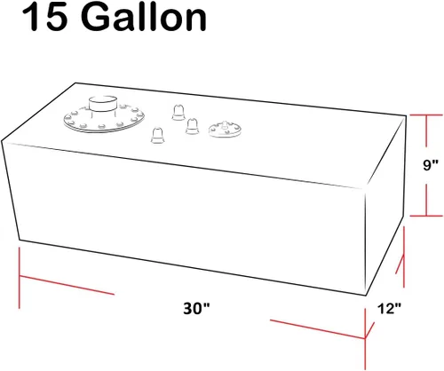 Miniatura 4 de DNA MOTORING Tanque de Combustible de Aluminio con Alimentación Superior de 15 Galones 30" (L) x 9" (A) x 12" (Al), ALU-FT-B-TF-15G