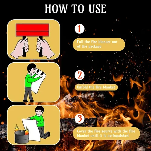 Miniatura 6 de Jerify Paquete de 8 mantas de fuego para el hogar, manta de emergencia contra incendios de 47 x 47 pulgadas, manta de fibra de vidrio, protección