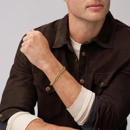 Miniatura 6 de Fossil Men's Plated Stainless Steel Engravable Personalized Gift ID, Chain or Cuff Bracelet for Men