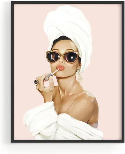 Miniatura 12 de HAUS AND HUES Arte de Pared de Audrey Hepburn – Póster Enmarcado Rosa, Decoración de Maquillaje Glamorosa, Impresión Vogue de Celebridad