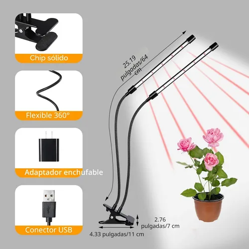 Miniatura 5 de Luces de cultivo negras para plantas de interior, 168 luces LED de clip para plantas, lámparas LED de espectro completo con cuello de cisne flexible