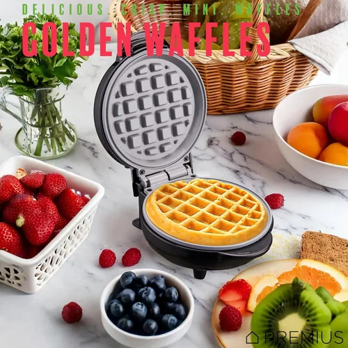 Miniatura 3 de Mini waflera antiadherente de cerámica, molde de 4 pulgadas, calor rápido para gofres crujientes, tostadas francesas, atún derretido, huevo y queso