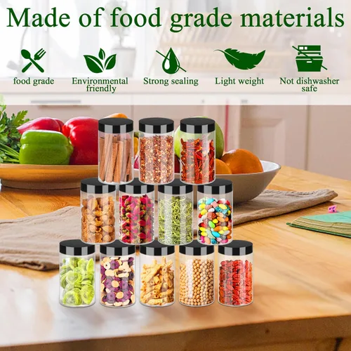 Miniatura 4 de Hajoyful Tarros de plástico con tapas de 6 onzas, 42 recipientes pequeños vacíos para cosméticos, tarros de comida transparentes para regalo, tarros