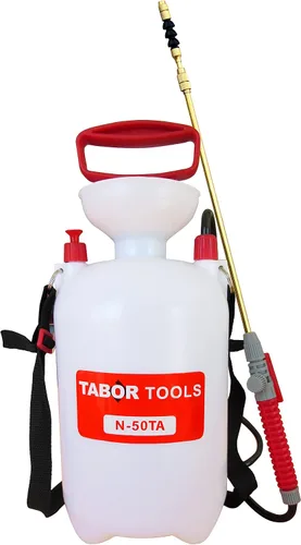 TABOR TOOLS Bomba de presión para césped y jardín de 1.3 galones con válvula de alivio de presión, correa ajustable para el hombro, varita