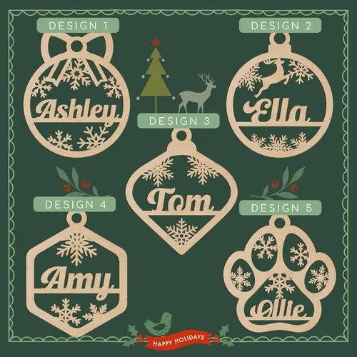 Miniatura 3 de Personalized Christmas Ornaments w/Name, Lamp Shaped, 4.5", Engraved Snowflake Ornaments for Christmas Tree, 2024 Xmas Ornament with Optional Gift