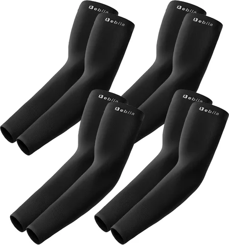 Bebila Mangas de brazo para hombres y mujeres, protección solar UV, mangas de compresión de enfriamiento para baloncesto, golf, al aire libre