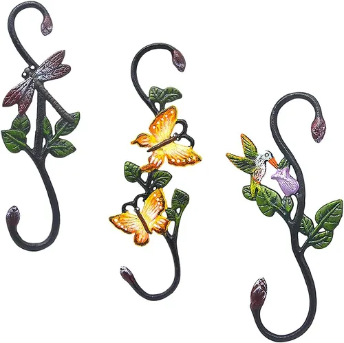 Miniatura 3 de Ganchos en S resistentes, ganchos grandes para plantas al aire libre, ganchos decorativos de metal para colgar macetas de jardín, cestas de flores