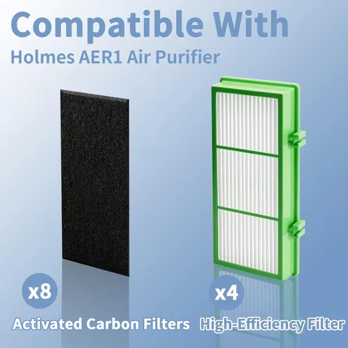 Miniatura 4 de HAPF30AT - Filtro de repuesto para filtro Holmes AER1, compatible con HAPF300AH-U4R y HAP242-NU, Funmit 4 filtros y 8 prefiltros de carbón activado