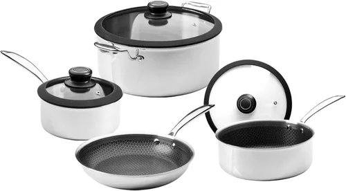 Miniatura 10 de Black Cube Juego de utensilios de cocina híbridos – 6 piezas de acero inoxidable antiadherentes, juego de sartén de liberación rápida con tapas