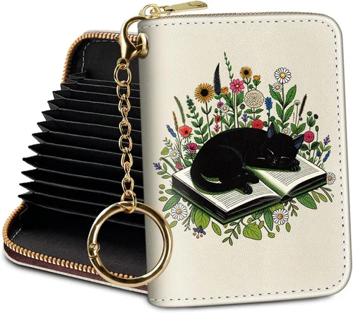 Miniatura 20 de Tarjetero Cartera RFID para Tarjetas de Crédito, Cartera Pequeña para Tarjetas para Mujeres con Llavero con Cremallera, Carteras para Tarjetas