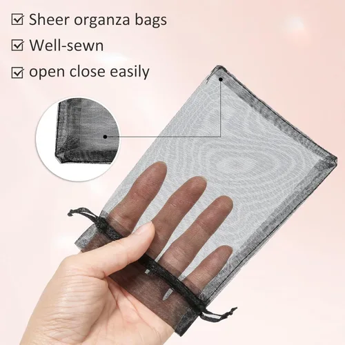 Miniatura 4 de Hopttreely 50 bolsas de organza - 4x4.72 pulgadas (10x12cm) bolsitas con cordón para joyería para bodas, fiestas, festivales y regalos