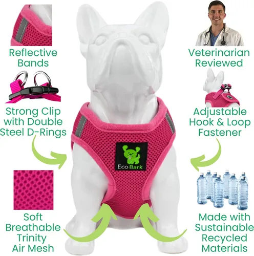 Miniatura 5 de EcoBark Arnés para perro – Arneses ecológicos para perros XXS, XS y pequeños – Chaleco de cuerpo pequeño reflectante y ajustable – Arnés de malla