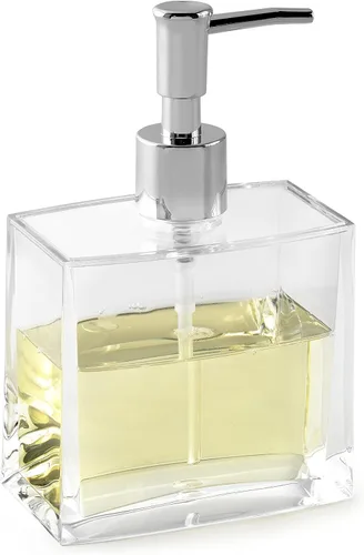 Miniatura 2 de Huang Acrylic Dispensador de jabón líquido rectangular transparente recargable para encimera de tocador de baño, fregadero de cocina, capacidad