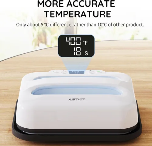 Miniatura 3 de AST&T Máquina de prensa térmica de 12 x 10 pulgadas, portátil y fácil de prensar para camisetas, almohadas, bolsas de mano y más, color blanco